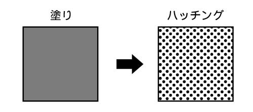 ゴム印で作る塗りはハッチングにして下さい