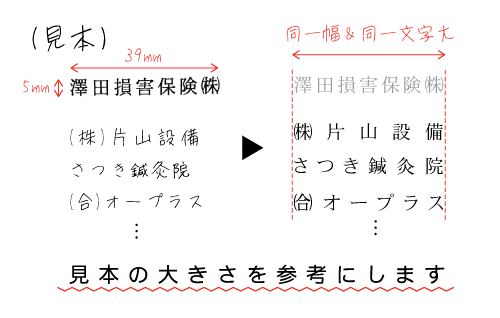 ハンコの見本を注文書に捺してください